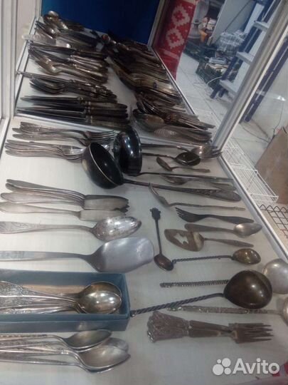 Мельхиоровые ложки вилки разные рисунки