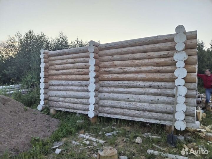 Сруб дома из бревна