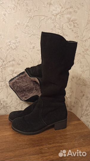 Зимние женские сапоги 38 натур. замша, нат. мех