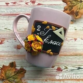 Кружка с декором из полимерной глины