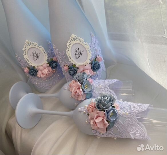 Свадебные аксессуары, бокалы, шкатулка для колец