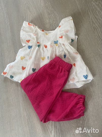 Муслиновый костюм для девочки 86