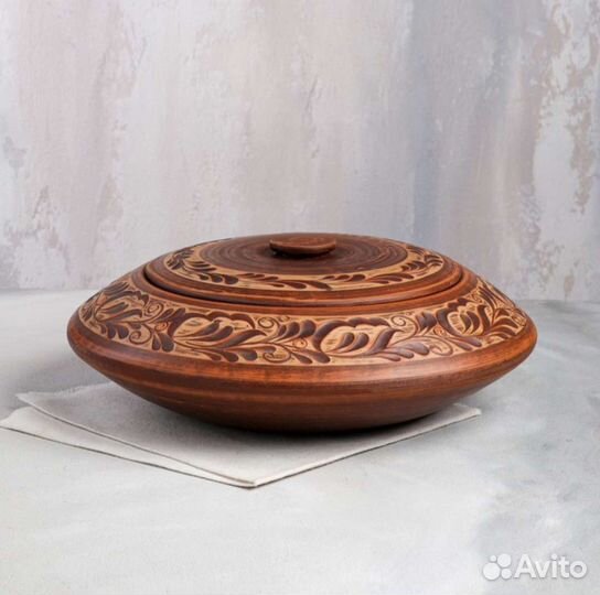 Тажин Сковорода из глины 2шт