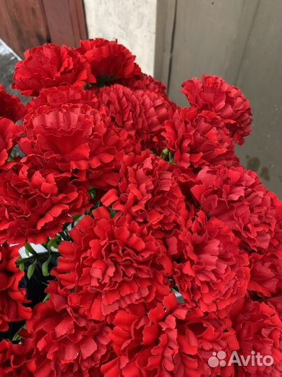 Искусственные цветы гвоздика (штучная и кустовая