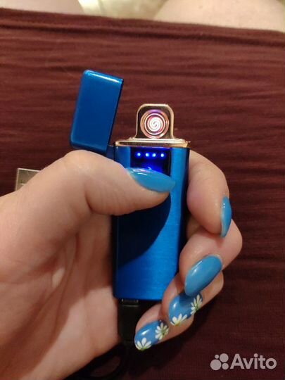 USB зажигалка новая синяя