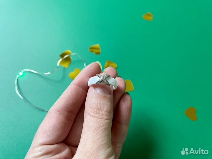Кольцо серебро керамика