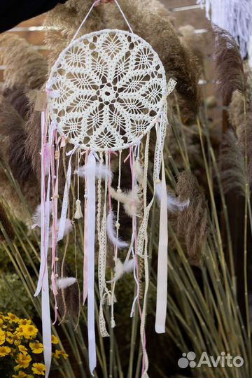 Нежный ловец снов с кружевом розовый