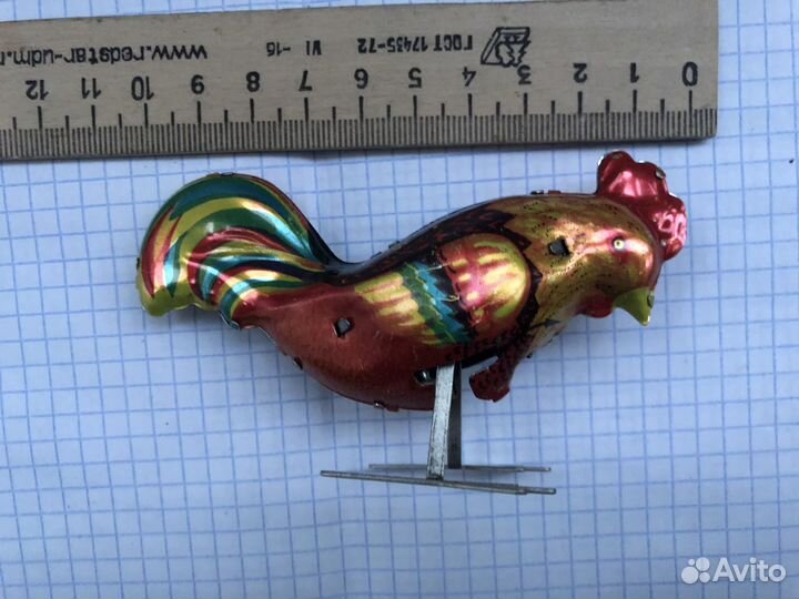 Заводная игрушка петух, петушок СССР новый