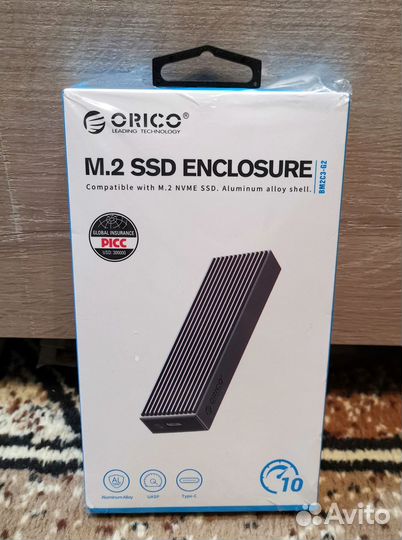 Бокс для nvme SSD (металл, usb 3.2, 10Гбит)