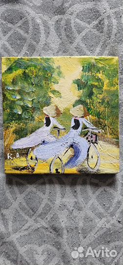 Картина Две девушки на велосипеде