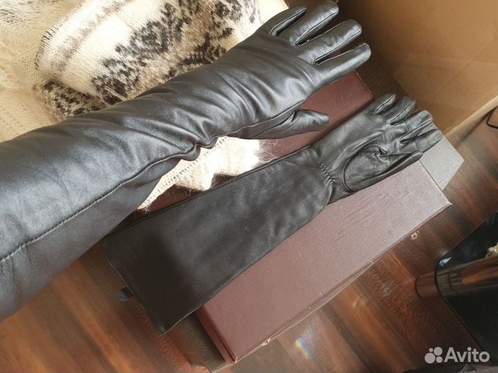 Перчатки кожа до локтя