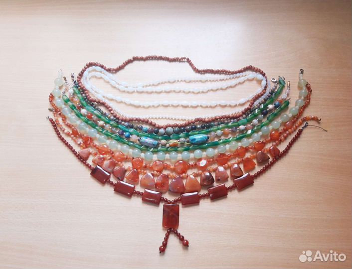 Винтажные бусы из натуральных камней