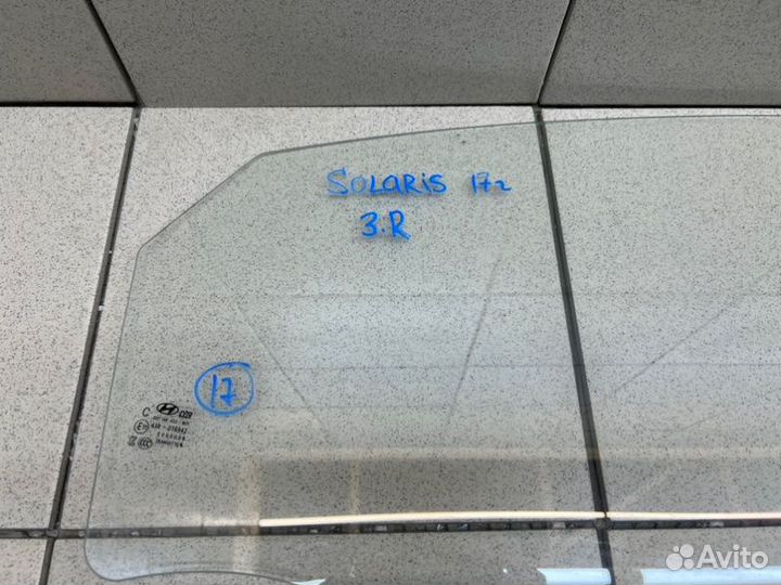 Стекло двери задней правой Hyundai Solaris седан