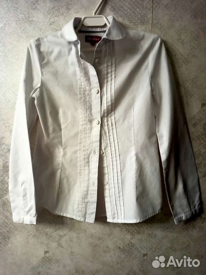 Блузка, рубашка школа синяя, белая, чёрная 120-128