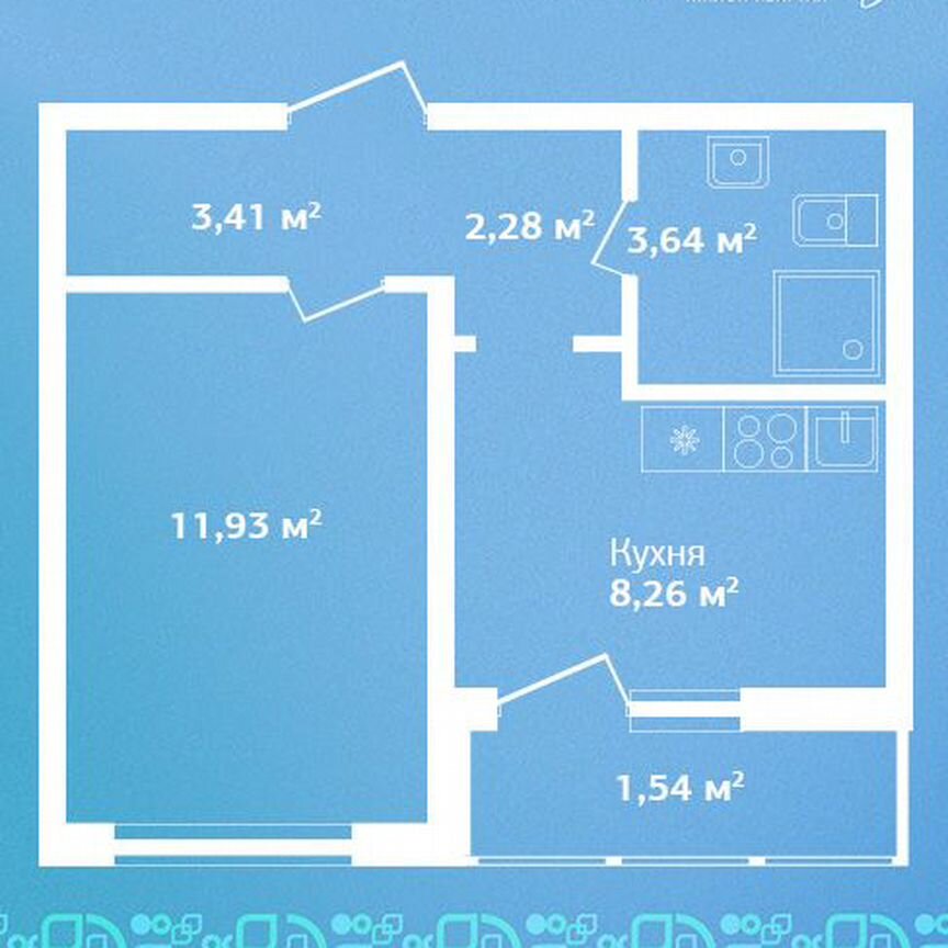 1-к. квартира, 31,1 м², 6/9 эт.