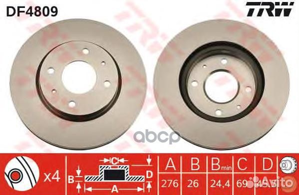 DF4809 диск тормозной передний Mitsubishi Lanc