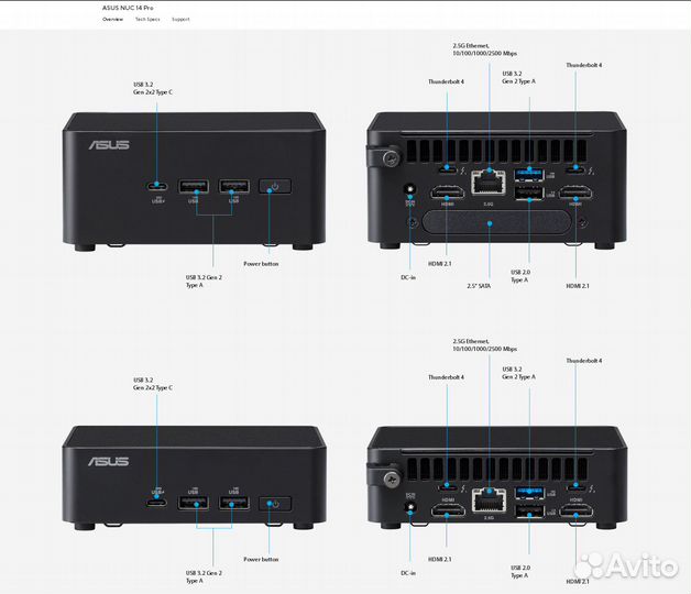 Мини-пк asus NUC14 Pro/Pro+(Core Ultra 5/7/9) 2024