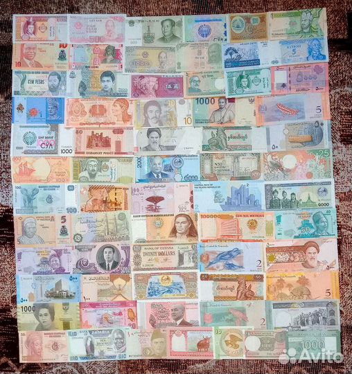 Набор Иностранных Банкнот 65 штук Пресс UNC
