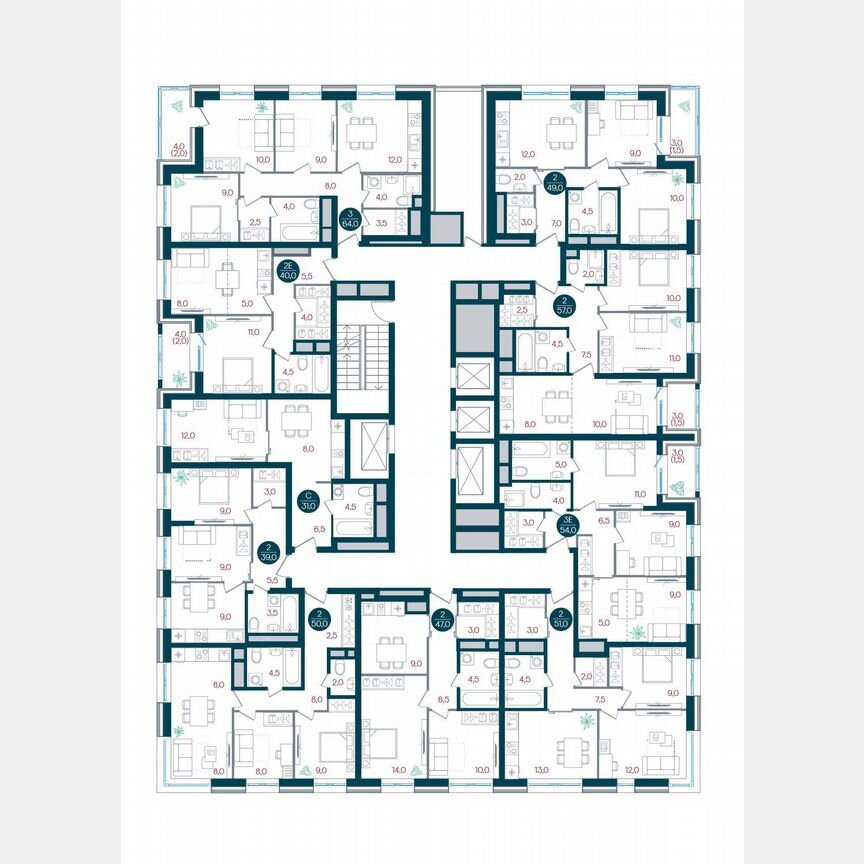 2-к. квартира, 39 м², 8/32 эт.