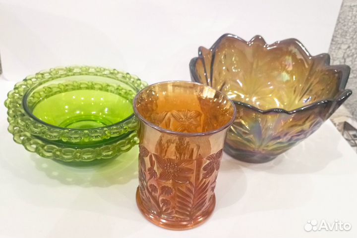 Посуда из цветного стекла СССР