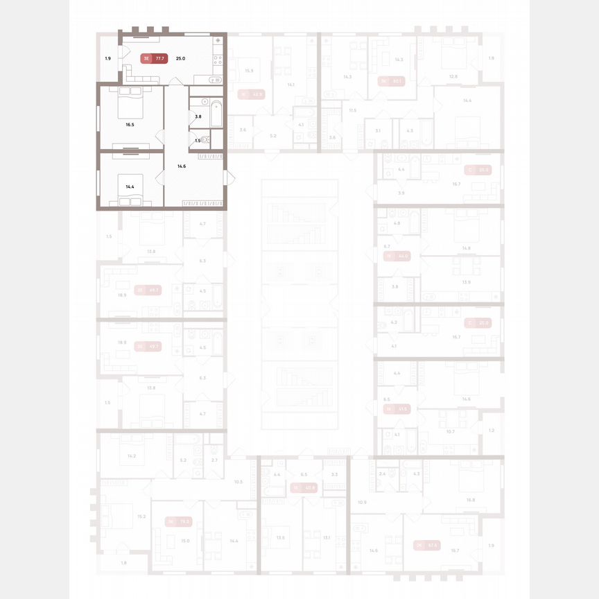 2-к. квартира, 77,7 м², 23/32 эт.