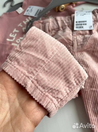 Мягкие вельветовые брюки на девочку hm 80 86