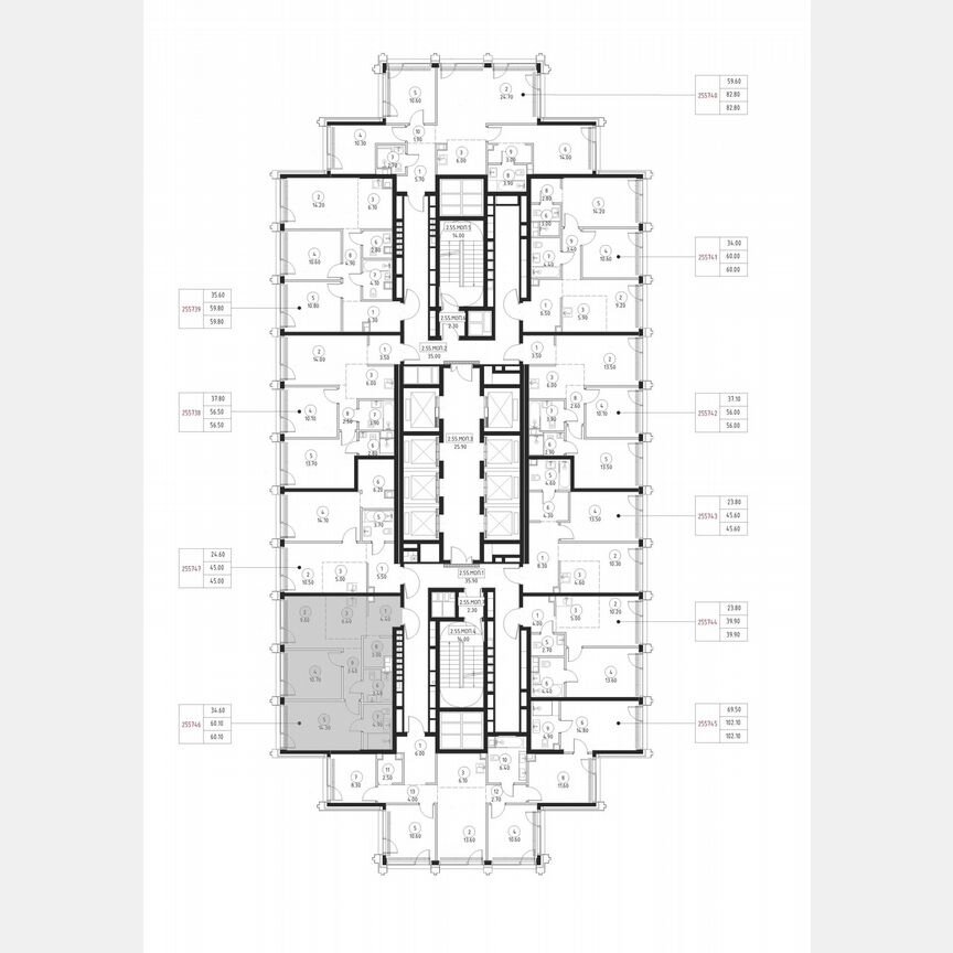 2-к. квартира, 60,1 м², 55/59 эт.