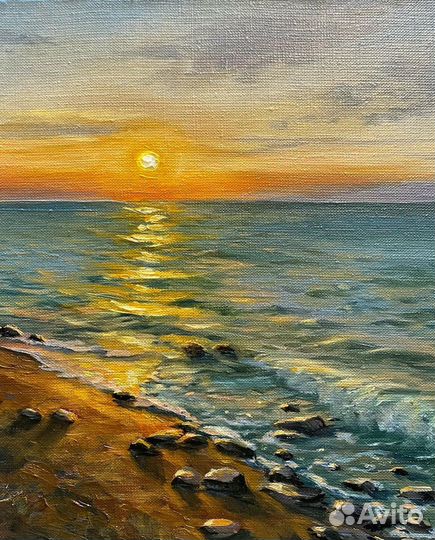 Картина маслом морской пейзаж закат