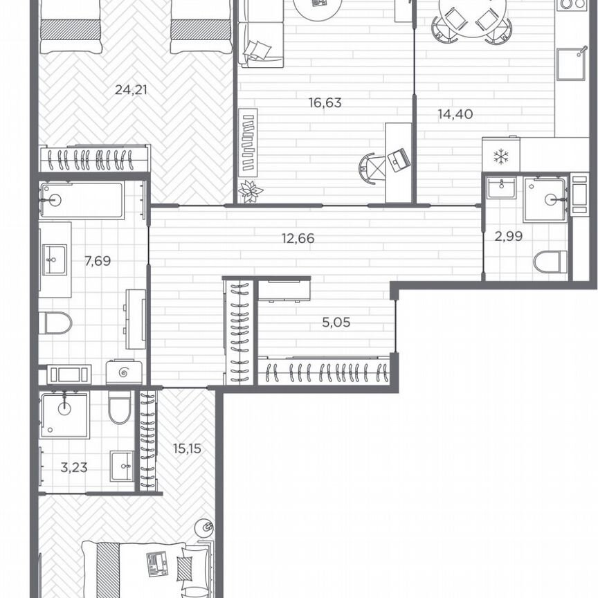 3-к. квартира, 103,2 м², 5/9 эт.