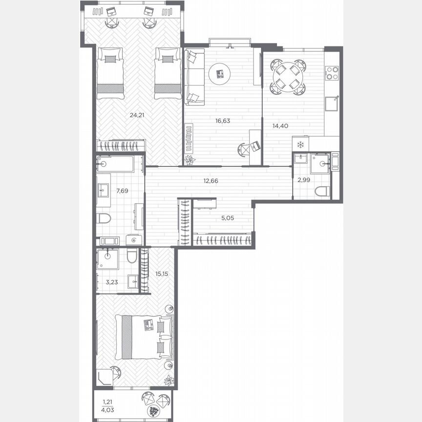 3-к. квартира, 103,2 м², 5/9 эт.