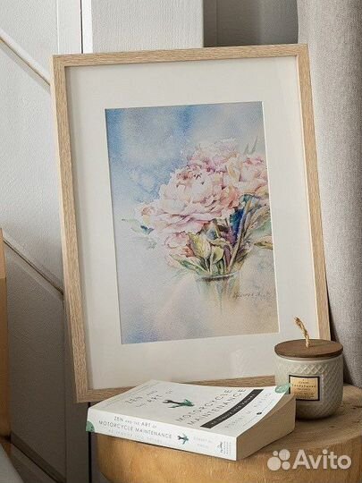 Постер картина акварель Пионы