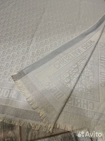 Кашемировый палантин шарф Dior светло-серый