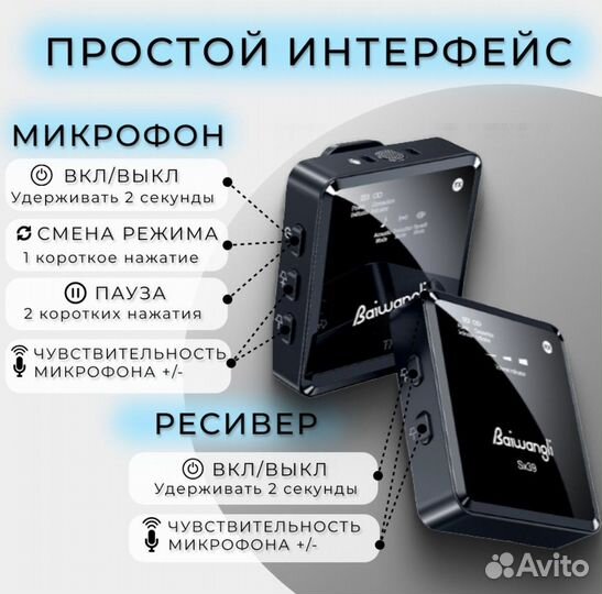 Петличный микрофон для iPhone, Android, камер, PC