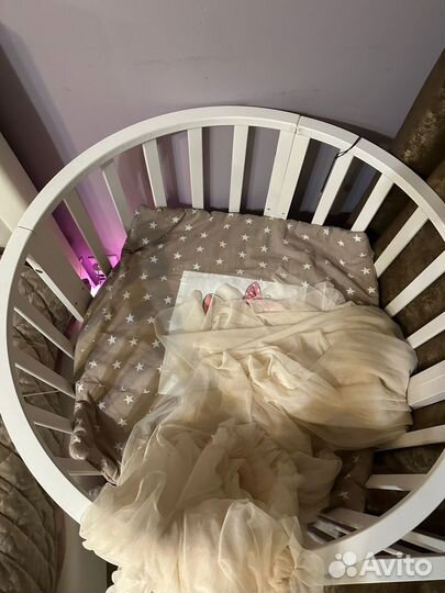 Детская кроватка трансформер круглая