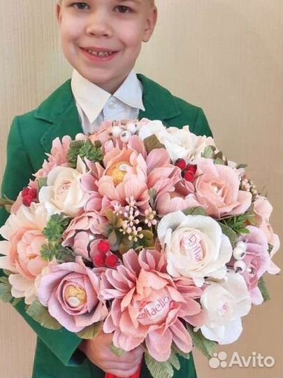 Букет из конфет сладкий 1 сентября учителю цветы