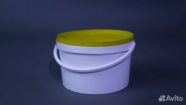 Ведро 2 л белое с жёлтой крышкой