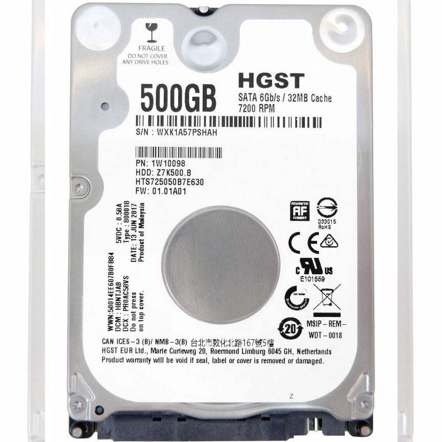 [HTS725050B7E630] Жесткий Диск Hgst 1w10098 500gb Sata3 2,5" Hdd Hts725050b7e630