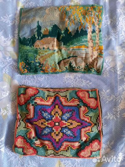 Подушечки с вышивкой на канве