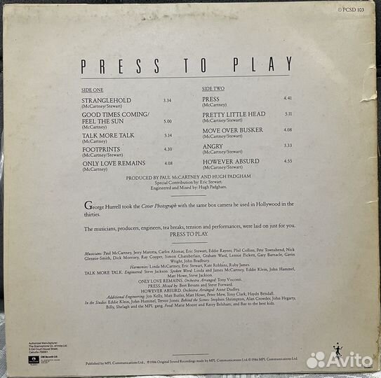 Paul McCartney - Press to play LP