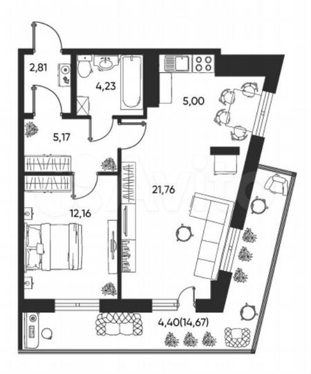2-к. квартира, 52,7 м², 4/6 эт.