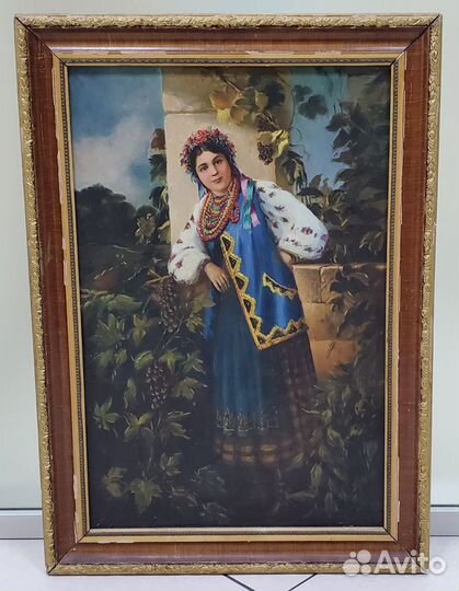 Картина Украинка 1950 - 1960 г холст масло