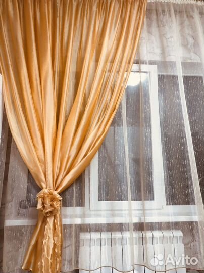 Комплект шторы и тюль для кухни