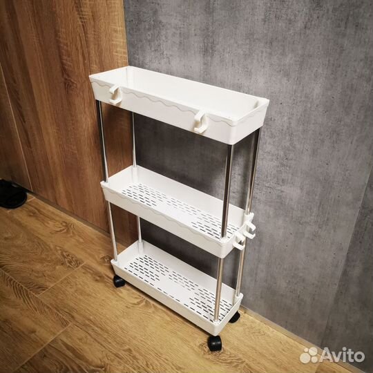 Этажерка на колесиках узкая 3 яруса