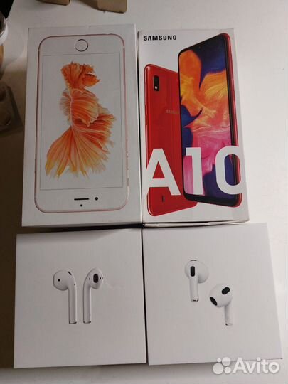Коробки от iPhone 6S, 128 гб,Samsung A10,чехлы