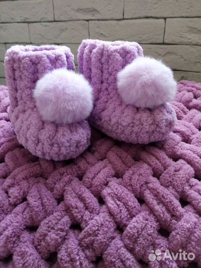 Плед вязаный плюшевый