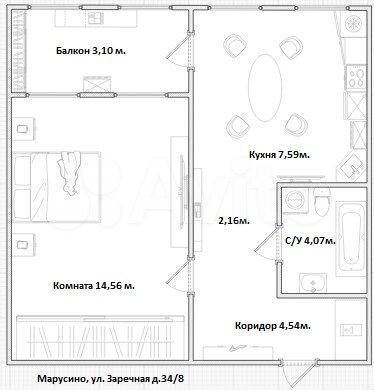 1-к. квартира, 34,5 м², 4/5 эт.
