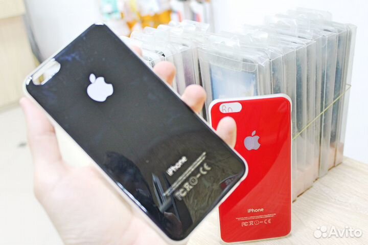 Чехол глянцевый iPhone 6 Plus Черный / Красный