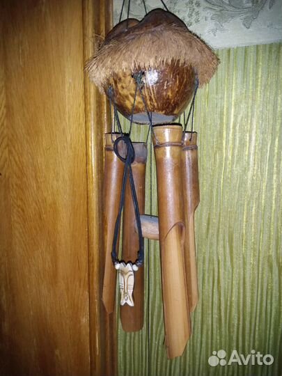 Музыка ветра африки обьёмное панно кокос и бамбук