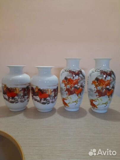 Вазы фарфор 23 и 27см, Китай с печатью