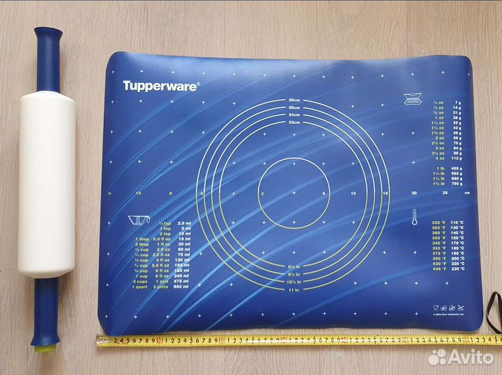 Скалка и коврик для теста tupperware новые